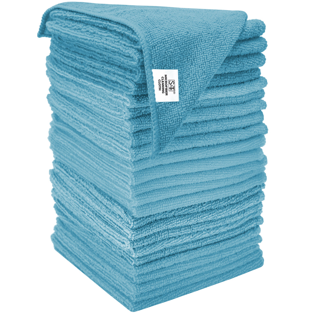 S&T INC. 100 Pack Microfiber Cleaning Cloth, Bulk Microfiber Towel for  Home, Reusable and Lint Free Cloth Towels for Car, Light Blue, 11.5 Inch x  11.5