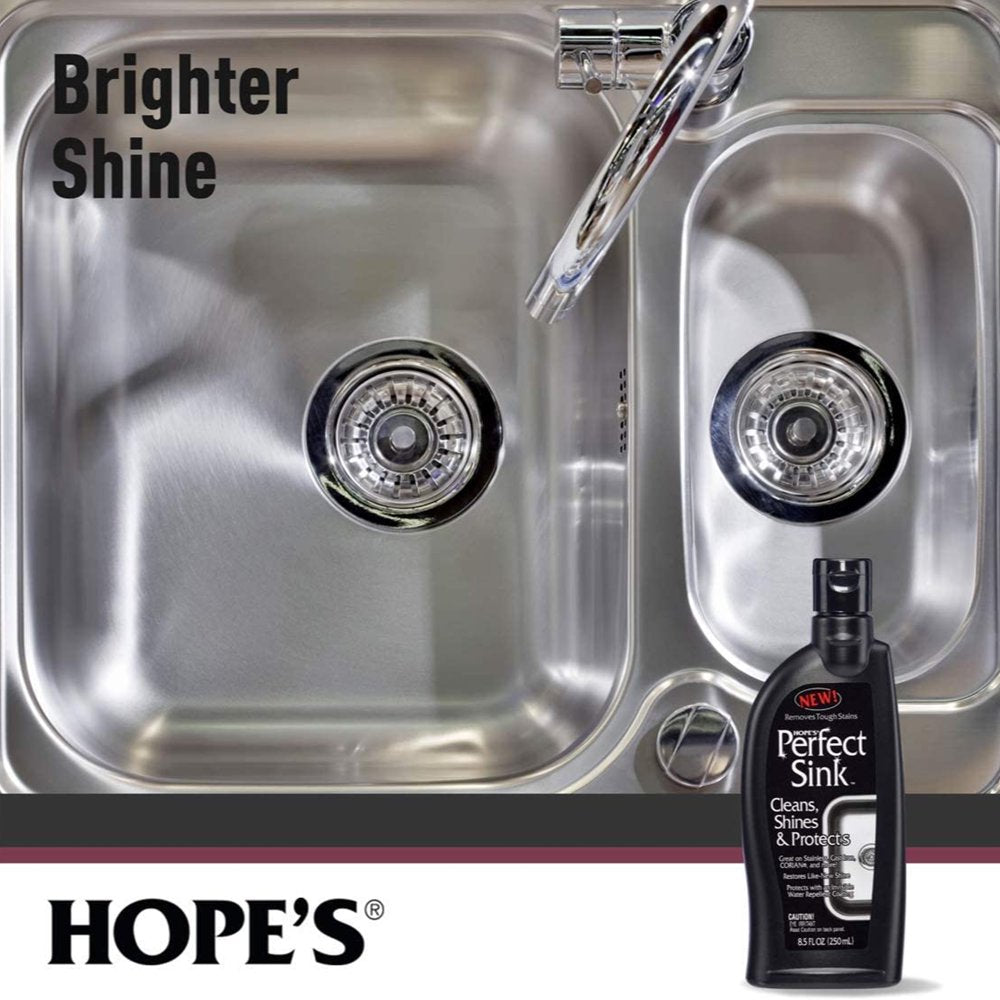 HOPE'S Perfect Sink 8.5 oz Sink Cleaner and Polish, Restorative,  Water-Repellant Formula, Stain Remover, Good for Brushed Stainless Steel,  Cast Iron