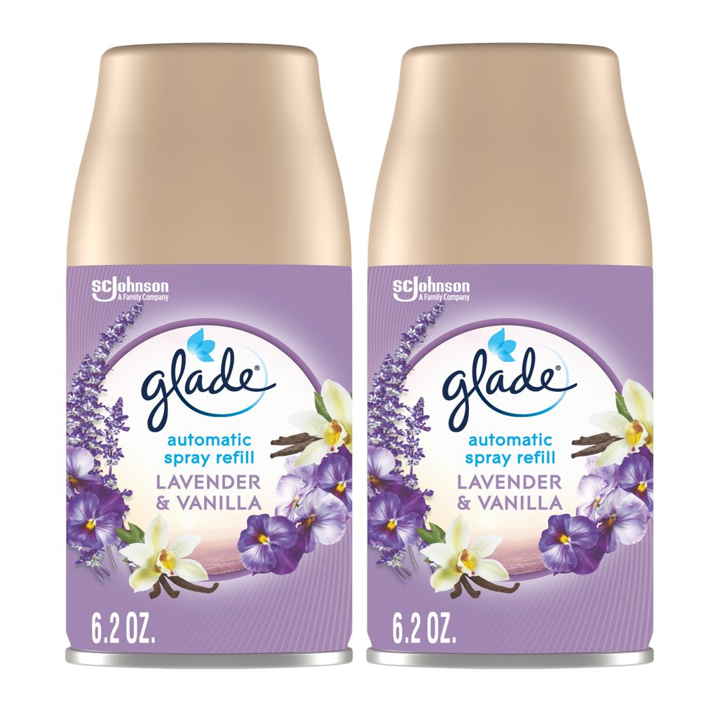 Glade Automatic Spray Refill 1 CT, Lavender & Vanilla, 6.2 OZ. Total, Air  Freshener Infused with Essential Oils